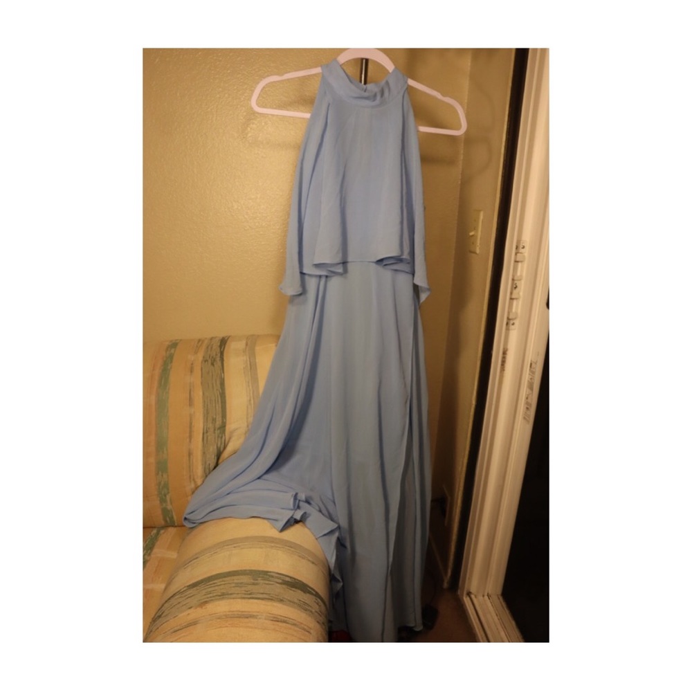 Blue halter maxi dress with slit